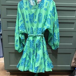 RHODE Green and Blue Long Sleeve Dress